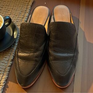 Madewell The Frances Loafer Mule Black Leather Slip-On Shoes Size 7.5